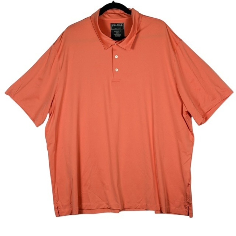 Jos A Bank Traveler Polo Shirt Mens 4XLT Coral‎ Orange Tailored Fit Stretch Golf